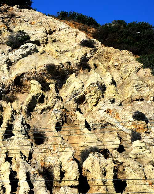 Sandstone cliff, Pacific Coast Highway in Malibu