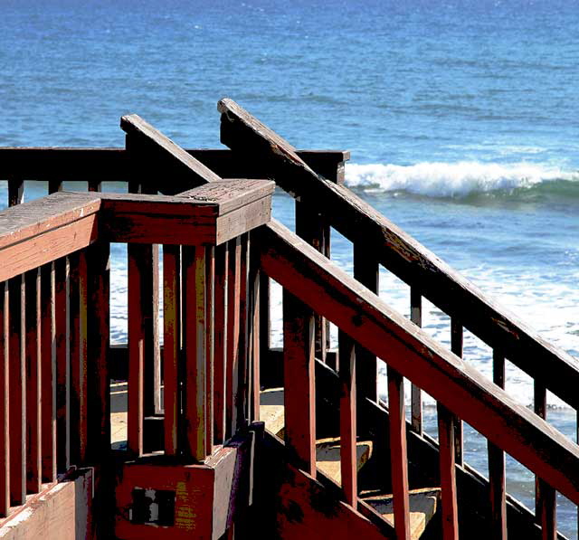 Stairs to the beach, Pacific Coast Highway in Malibu, just south of Topanga Canyon