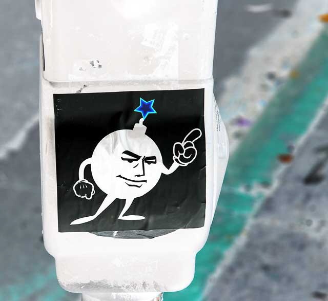 "Bomb Man" sticker on parking meter, Melrose Avenue