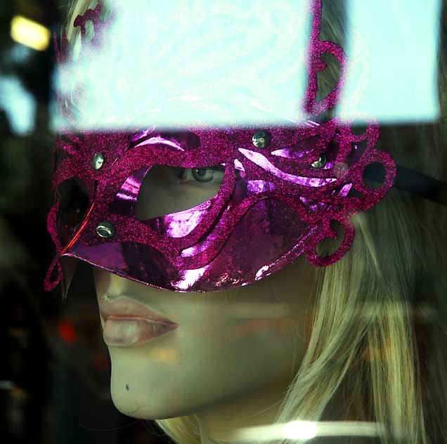 Purple Mask, store window, Hollywood Boulevard