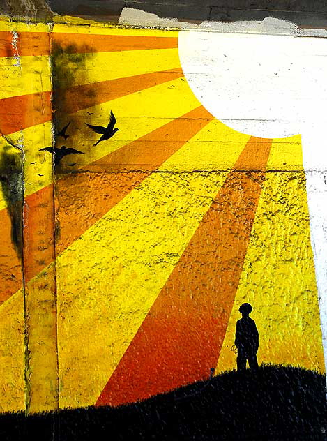 "Dream Again" mural, located in the Myra Avenue Underpass, in the dark under Sunset Boulevard, in the Silverlake area - 2007, designed by Brandon Tu 