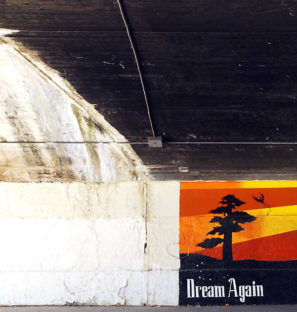 "Dream Again" mural, located in the Myra Avenue Underpass, in the dark under Sunset Boulevard, in the Silverlake area - 2007, designed by Brandon Tu 