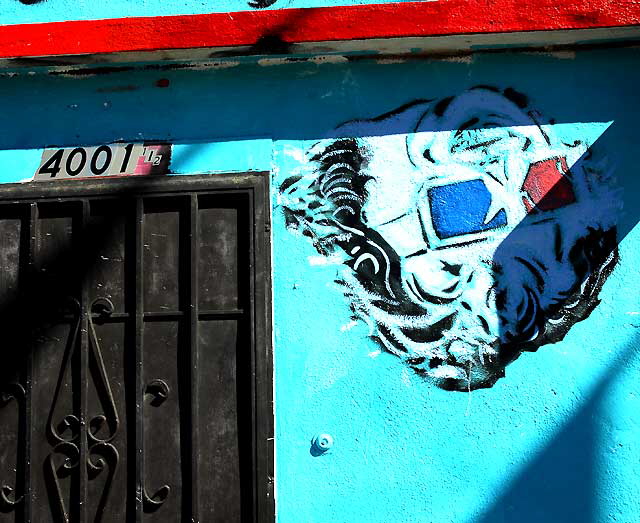 "3-D Glasses" stencils, Circus of Books, 4001 West Sunset Boulevard in Silverlake, photographed Wednesday, November 3, 2010