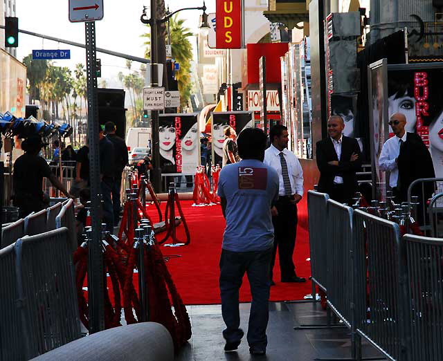 Setting up for the premiere of the film "Burlesque" at the Chinese Theater on Hollywood Boulevard, Monday, November 15, 2010