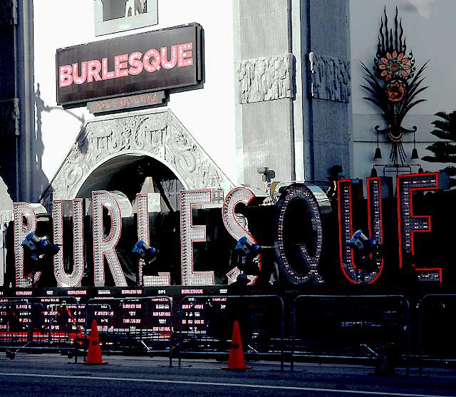 Setting up for the premiere of the film "Burlesque" at the Chinese Theater on Hollywood Boulevard, Monday, November 15, 2010