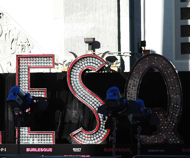 Setting up for the premiere of the film "Burlesque" at the Chinese Theater on Hollywood Boulevard, Monday, November 15, 2010