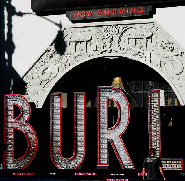 Setting up for the premiere of the film "Burlesque" at the Chinese Theater on Hollywood Boulevard, Monday, November 15, 2010