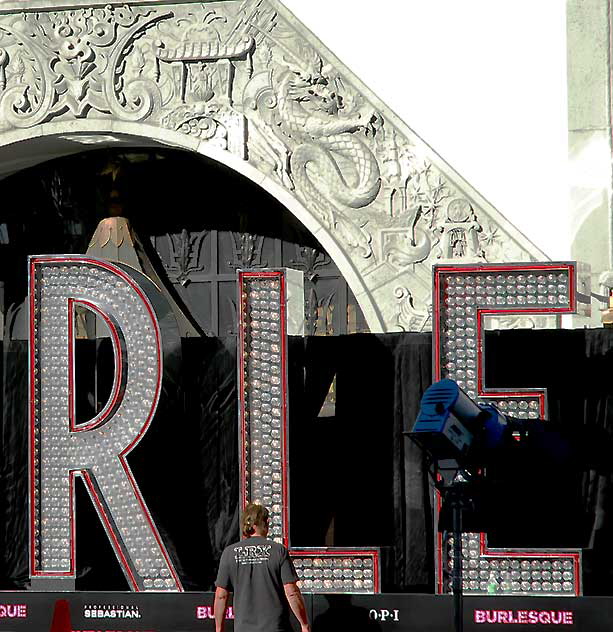 Setting up for the premiere of the film "Burlesque" at the Chinese Theater on Hollywood Boulevard, Monday, November 15, 2010