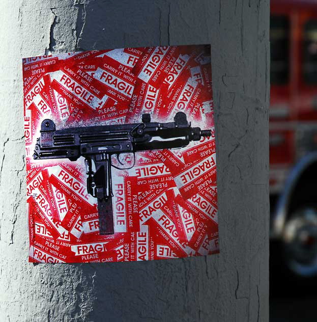 Gun Sticker, Melrose and La Brea