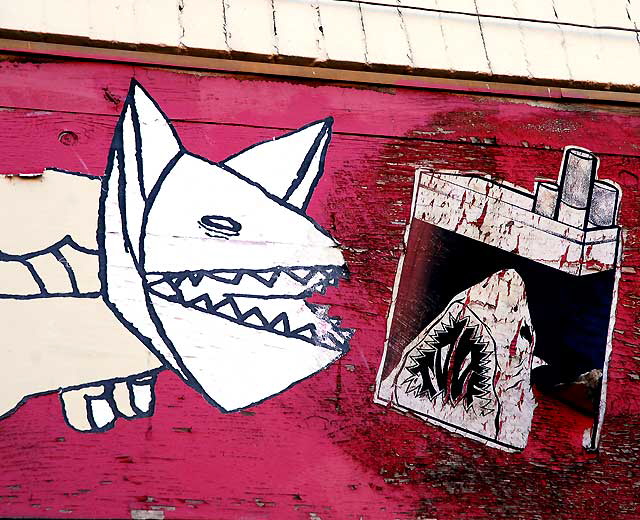 Shark Art on a wall in Los Angeles' Chinatown