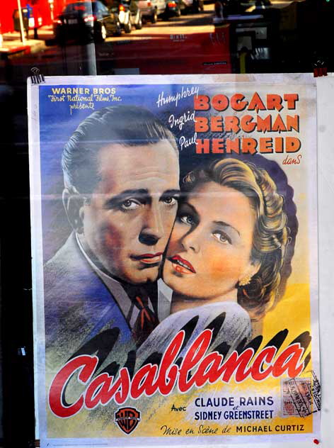 French lobby poster for "Casablanca" on display in the window of Larry Edmunds, Hollywood Boul
