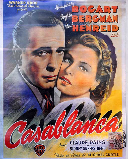 French lobby poster for "Casablanca" on display in the window of Larry Edmunds, Hollywood Boul