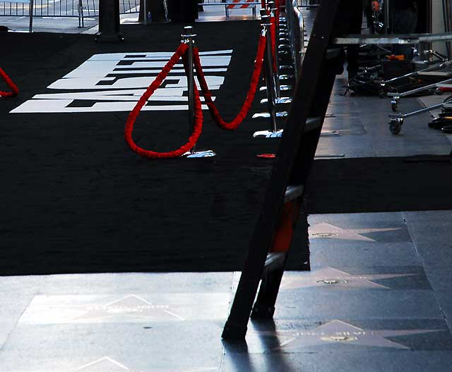 Setting up for the premiere of "Faster" at the Chinese Theater on Hollywood Boulevard, Monday, November 22, 2010