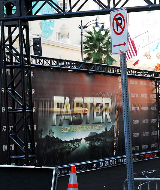 Setting up for the premiere of "Faster" at the Chinese Theater on Hollywood Boulevard, Monday, November 22, 2010