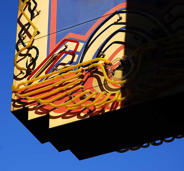 Neon signage at the Egyptian Theater on Hollywood Boulevard