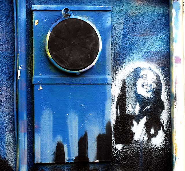 Blue Face, graffiti wall in alley behind Melrose Avenue