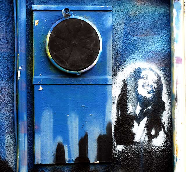 Blue Face, graffiti wall in alley behind Melrose Avenue