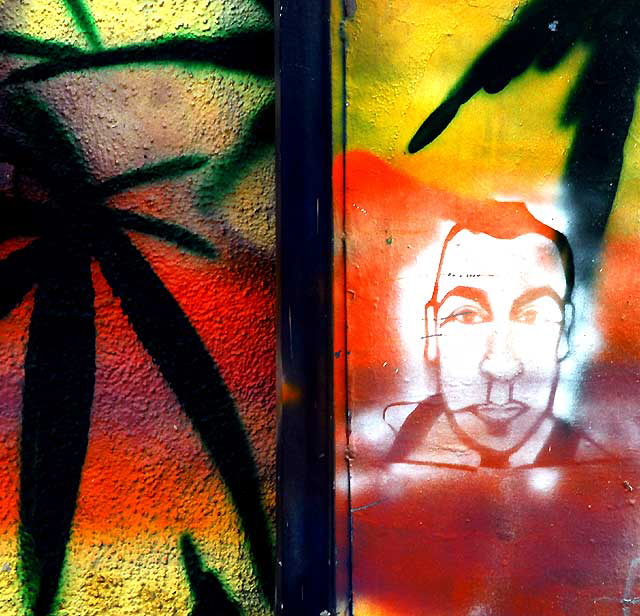 Orange Face, graffiti wall in alley behind Melrose Avenue