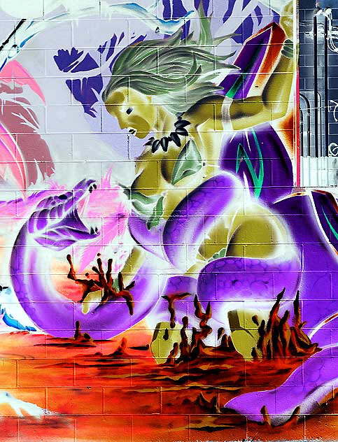 Snake Woman, graffiti wall in alley behind Melrose Avenue