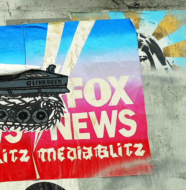 Fox News Protest Poster, empty lot on Sunset Boulevard, east of Hollywood