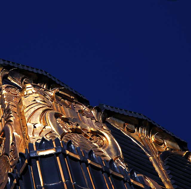 Black and gold terra cotta building at Third Street and Western Avenue, built in 1931 as the Selig Clothing Store, designed by Arthur E. Harvey