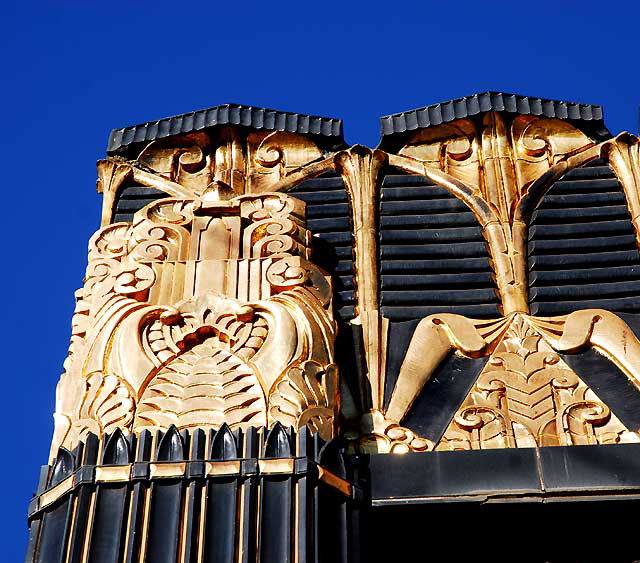 Black and gold terra cotta building at Third Street and Western Avenue, built in 1931 as the Selig Clothing Store, designed by Arthur E. Harvey