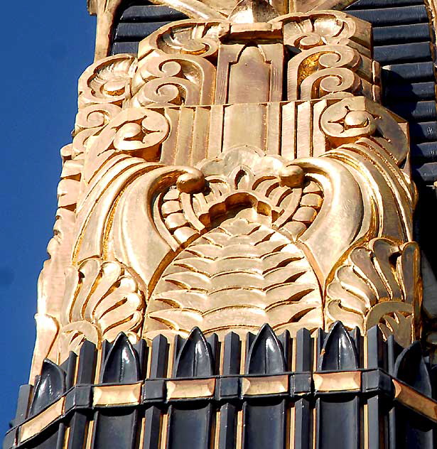 Black and gold terra cotta building at Third Street and Western Avenue, built in 1931 as the Selig Clothing Store, designed by Arthur E. Harvey