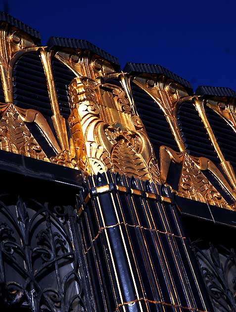 Black and gold terra cotta building at Third Street and Western Avenue, built in 1931 as the Selig Clothing Store, designed by Arthur E. Harvey