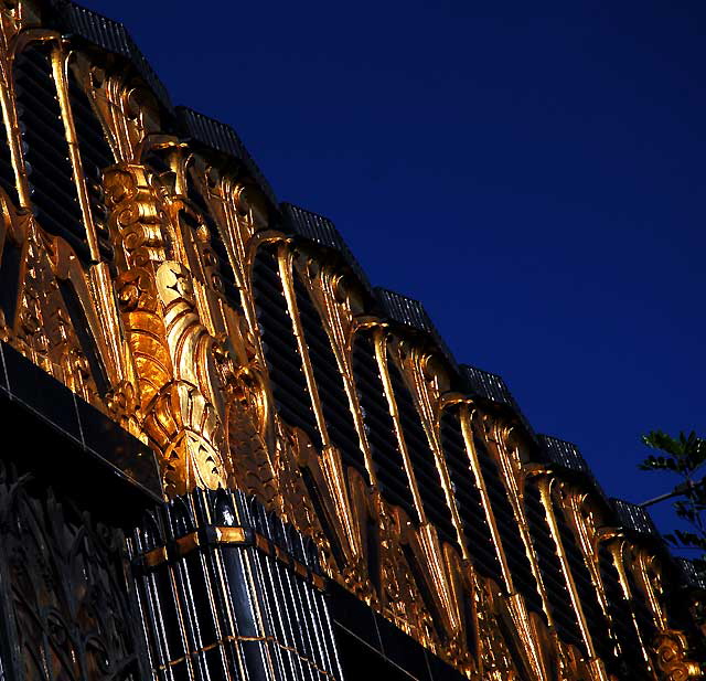 Black and gold terra cotta building at Third Street and Western Avenue, built in 1931 as the Selig Clothing Store, designed by Arthur E. Harvey