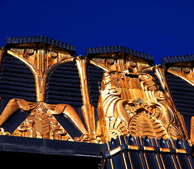 Black and gold terra cotta building at Third Street and Western Avenue, built in 1931 as the Selig Clothing Store, designed by Arthur E. Harvey