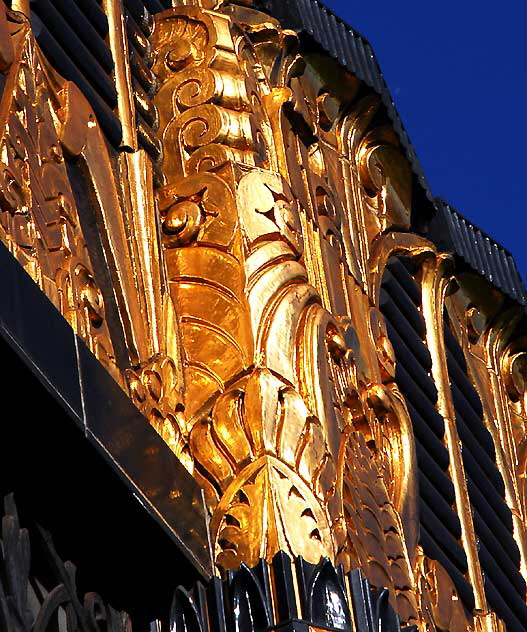 Black and gold terra cotta building at Third Street and Western Avenue, built in 1931 as the Selig Clothing Store, designed by Arthur E. Harvey