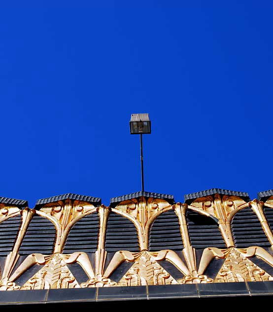 Black and gold terra cotta building at Third Street and Western Avenue, built in 1931 as the Selig Clothing Store, designed by Arthur E. Harvey