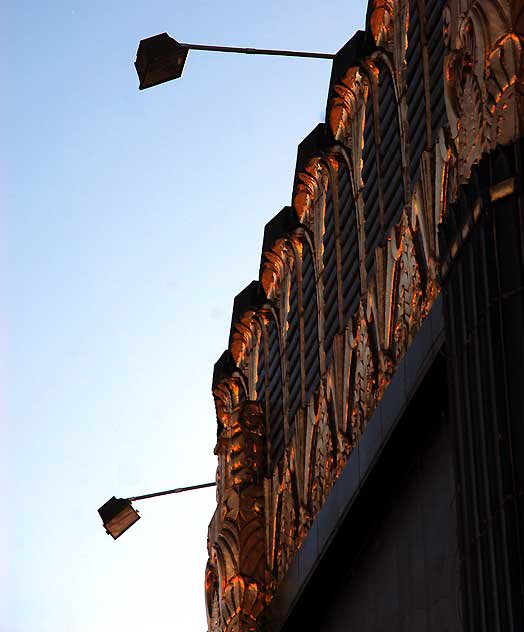 Black and gold terra cotta building at Third Street and Western Avenue, built in 1931 as the Selig Clothing Store, designed by Arthur E. Harvey