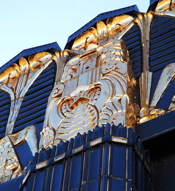 Black and gold terra cotta building at Third Street and Western Avenue, built in 1931 as the Selig Clothing Store, designed by Arthur E. Harvey