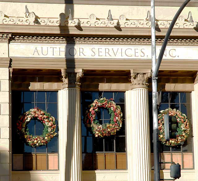 Christmas wreaths at Author Services Inc., 7051 Hollywood Boulevard Christmas wreaths at Author Services Inc., 7051 Hollywood Boulevard