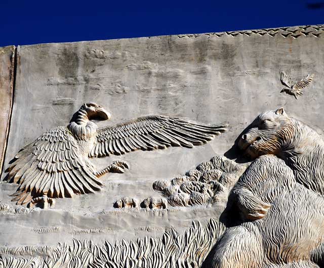 Bas-relief frieze at the Page Museum at the La Brea Tar Pits