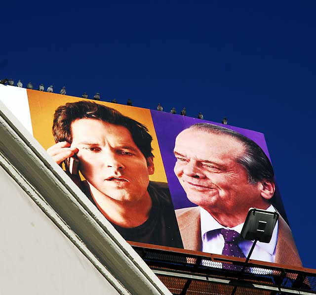 Jack Nicholson and sixteen pigeons, billboard in Hollywood