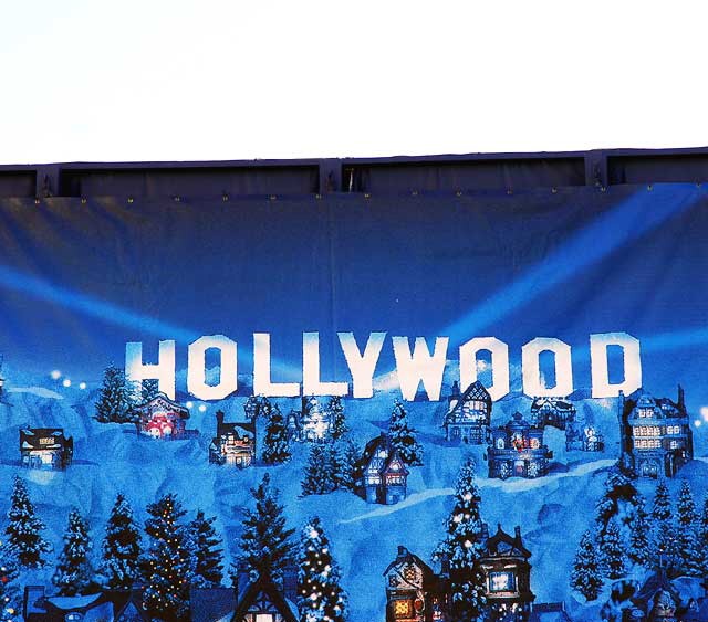 Scrim at the Scientology Christmas Village on Hollywood Boulevard