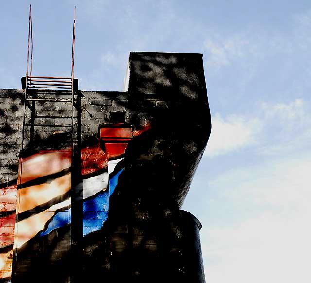 Ladder on graffiti wall, alley behind Melrose Avenue