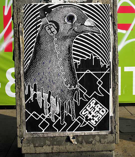 Pigeon graphic, utility box, North La Brea at Third, just south of Hollywood