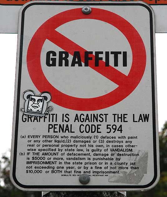 No Graffiti, city warning sign, Second and Sycamore, south of Hollywood