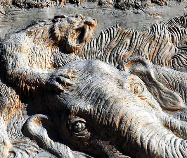 Bas-relief frieze at the Page Museum at the La Brea Tar Pits