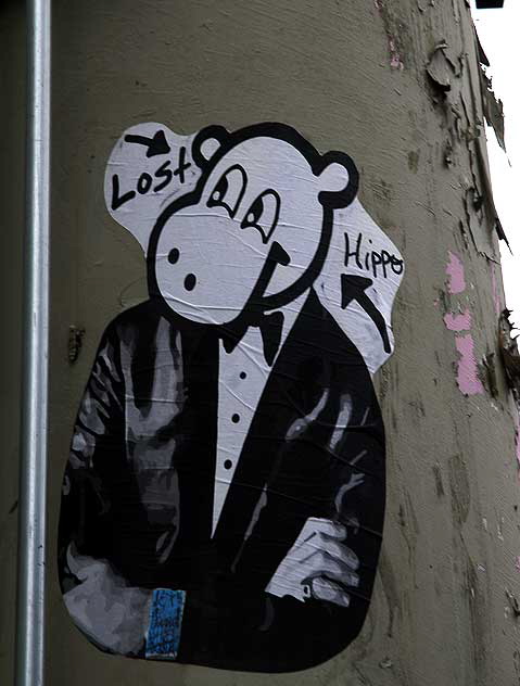 Lost Hippo, graphic in parking lot, Melrose Avenue