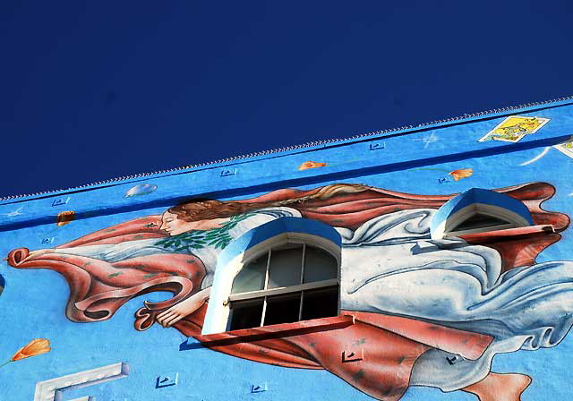 The "History is Myth" mural in Venice Beach, being touched-up on Monday, December 27, 2010 