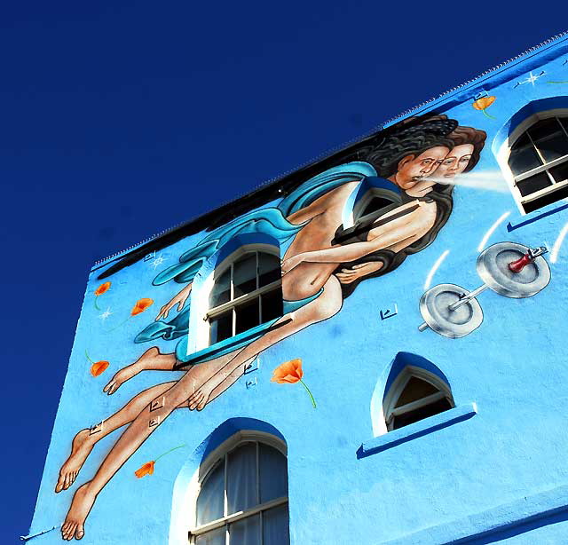 The "History is Myth" mural in Venice Beach, being touched-up on Monday, December 27, 2010 