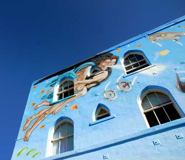 The "History is Myth" mural in Venice Beach, being touched-up on Monday, December 27, 2010 