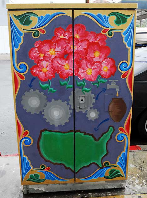 Painted Utility Box, northwest corner of Hollywood Boulevard at Alexandria Street, East Hollywood