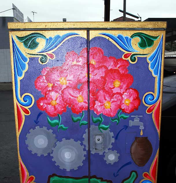 Painted Utility Box, northwest corner of Hollywood Boulevard at Alexandria Street, East Hollywood