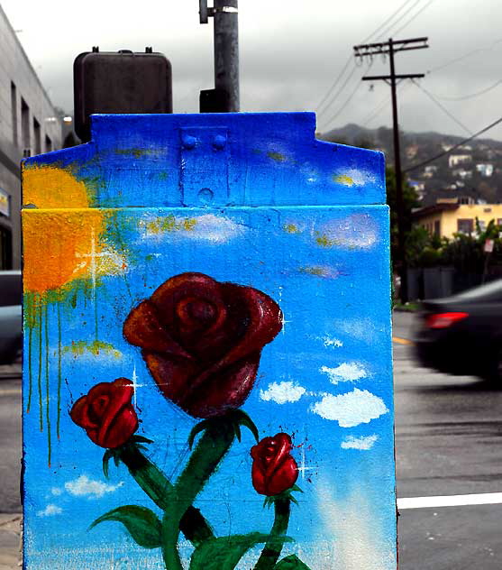 Painted Utility Box, southwest corner of Hollywood Boulevard at Alexandria Street, East Hollywood 