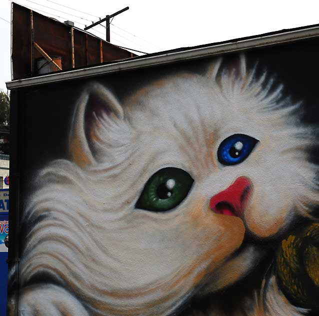 New Cat/Dog/Ape mural, corner of Descanso and Sunset Boulevard, Silverlake - photographed Monday, January 3, 2011 